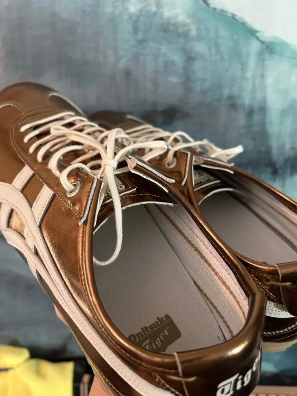 Brand New Onitsuka Metallic Bronze and Cream Sneakers - Picture 6 of 8
